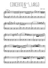 Téléchargez l'arrangement pour piano de la partition de Concerto N°5, Largo en PDF